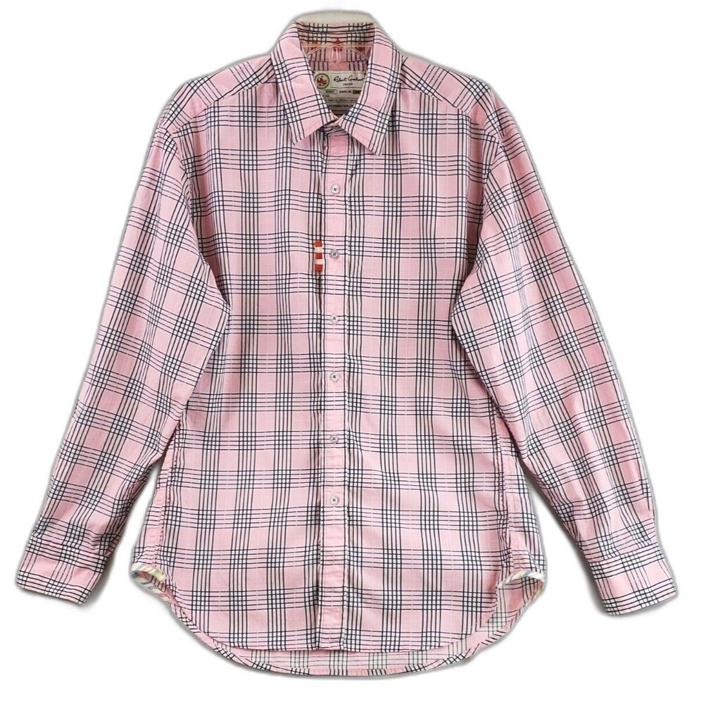 Robert Graham Pink Plaid Button Up Long Sleeve #046732 Size Large Button Up